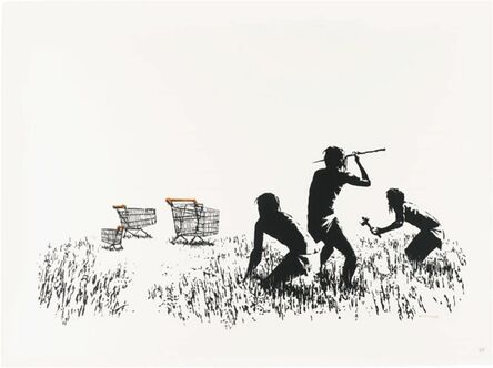 Banksy, ‘Trolley Hunters (Black and White) Signed’, 2006