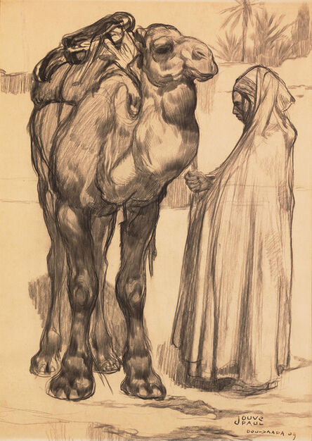 Paul Jouve, ‘Un chamelier de Bou-Saada tenant son dromadaire par la bride’, 1909