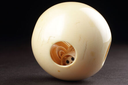 Wunderkammer, ‘A Rare Turned Ivory Smooth Hollow Sphere with Four Apertures the Puzzle Ball Containing Two Loose Gaming Pieces and Two Moveable Dice Inside’, 1600-1700