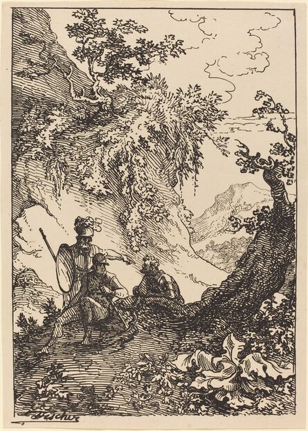 Joseph Fischer, ‘Landscape with Men in Armor, Tree Stump’, 1803
