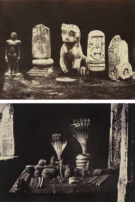 Linnaeus Tripe, ‘Sculpture Study, Central Museum, Madras and The Pagoda Jewels, Madura’, 1858-1859
