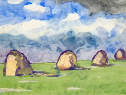Emil Nolde, ‘Marsh Landscape and Haystacks under Blue Sky’, c. 1930/1940