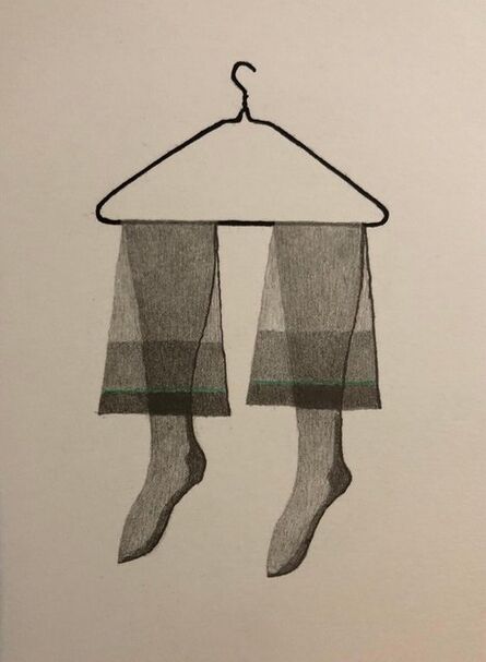 George Schneeman, ‘Untitled Still Life Hanging Tights in Green, Figurative Poetry Lithograph’, 1980-1989