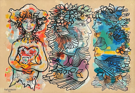 René Portocarrero, ‘Figura sedente y Retratos de Flora’, 1976