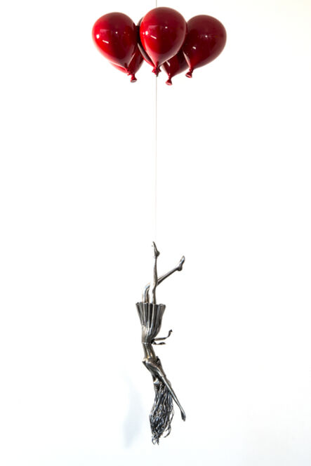 DERYA OZPARLAK, ‘Red Line - woman, figure, steel, colorful, balloons, suspended sculpture’, 2021