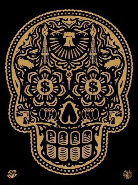 Shepard Fairey, ‘Power & Glory Day of the Dead Skull (Gold)’, 2014