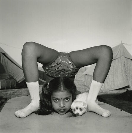 Mary Ellen Mark, ‘Contortionist with Her Puppy Sweety, Great Raj Kamal Circus, Upleta, India’, 1989