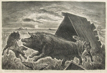John Steuart Curry, ‘Coyotes Stealing a Pig’, 1927