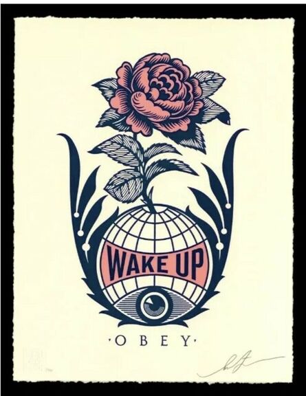 Shepard Fairey, ‘Obey Giant Wake Up Earth Letterpress Signed Numbered Shepard Fairey ’, 2020