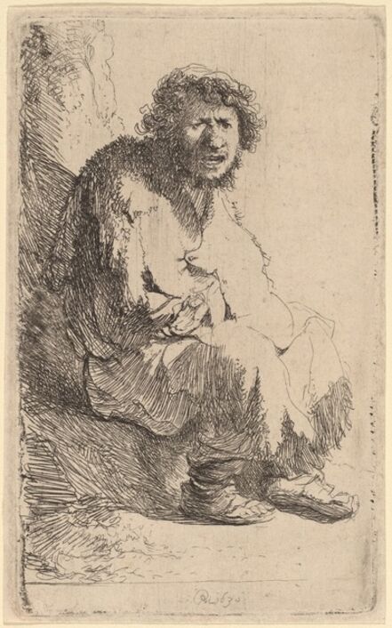 Rembrandt van Rijn, ‘Beggar Seated on a Bank’, 1630