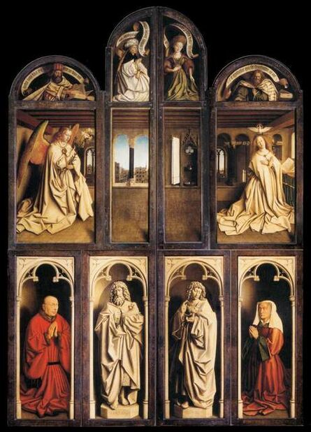 Jan van Eyck, ‘Ghent Altarpiece (closed), Annunciation with Donors’, 1432