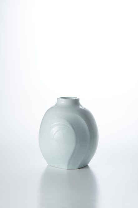 Peter Mark Hamann, ‘Sculpted Blue-White Porcelain Flower Vase with Wave Patterns’, 2016