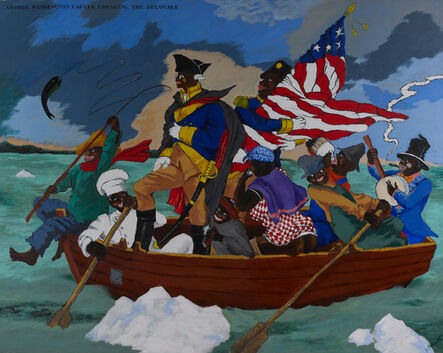 Robert Colescott, ‘George Washington Carver Crossing the Delaware: Page from an American History Textbook’, 1975