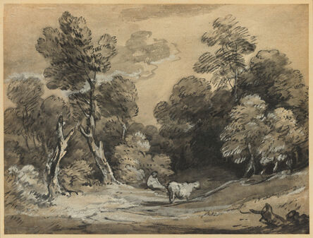 Thomas Gainsborough, ‘Wooded Landscape with Herdsman and Cow’, early 1780s