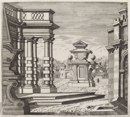 Giuseppe Antonio Landi, ‘Architectural Fantasy with Portals and Monuments’, before 1753