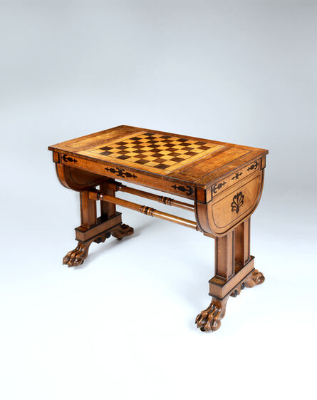 Unknown, ‘AN EXCEPTIONAL REGENCY PERIOD GAMES TABLE IN SOLID AND VENEERED LACEWOOD INLAID WITH EBONY  TO A DESIGN BY GEORGE SMITH’, ca. 1810