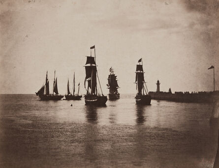 Gustave Le Gray, ‘Bateaux quittant le port du Havre (Ships leaving the port at Le Havre)’, 1856-1857