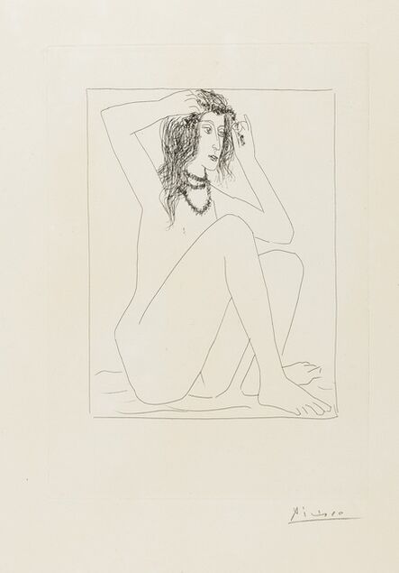 Pablo Picasso, ‘Femme nue se couronnant de Fleurs, from La Suite Vollard (Bloch 135)’, 1930