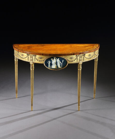 Unknown, ‘A GEORGE III SATINWOOD MARQUETRY GILTWOOD AND COMPOSITION DEMI-LINE SIDE TABLE’, ca. 1780