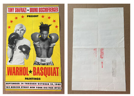 Jean-Michel Basquiat, ‘"Warhol / Basquiat Paintings", 1985, Exhibition Invitation/ Mailer/ Poster, Tony Shafrazi Gallery, POST MARKED’, 1985