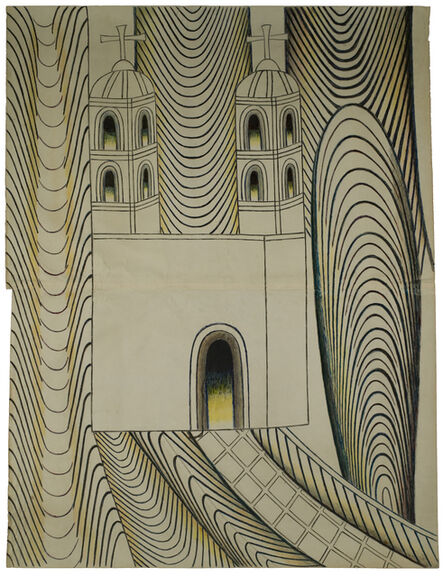 Martín Ramírez, ‘Untitled (Church with Arches and Tunnels)’, 1950-1955