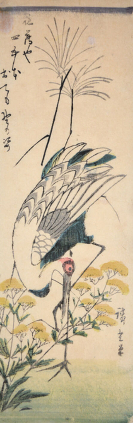 Utagawa Hiroshige (Andō Hiroshige), ‘Crane and Autumn Flowers’, ca. 1842