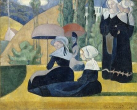 Émile Bernard, ‘Breton Women with Umbrellas’, 1892