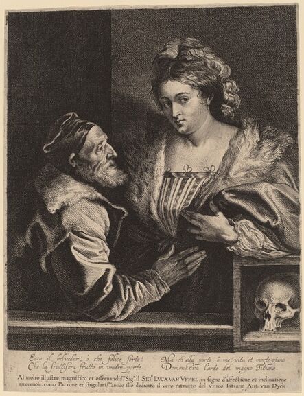 Sir Anthony van Dyck and Attributed to Lucas Emil Vorsterman after Titian, ‘Titian and His Mistress’, probably 1630