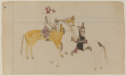 Unknown Cheyenne Artist, ‘Ledger Drawing, Courting Scene’, ca. 1870