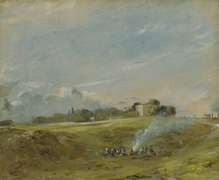 John Constable, ‘Hampstead Heath, with a Bonfire’, ca. 1822