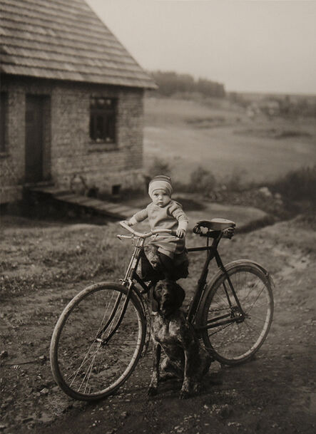 August Sander, ‘Forester's Child, Westerwald [Farm Child on Bicycle]’, 1913/1990