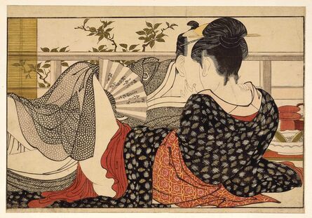 Kitagawa Utamaro, ‘Lovers in the upstairs room of a teahouse, from Utamakura (Poem of the Pillow)’, ca. 1788