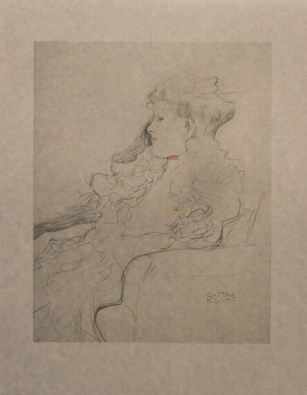 Gustav Klimt, ‘Portrait Sketch: Lady with Ruff (Red and White Tinted) - Niyoda Paper’, 1919