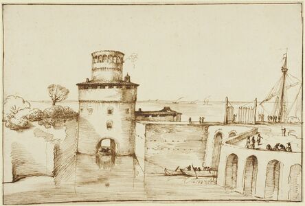 Guercino, ‘Landscape with a View of a Fortified Port’, 1635
