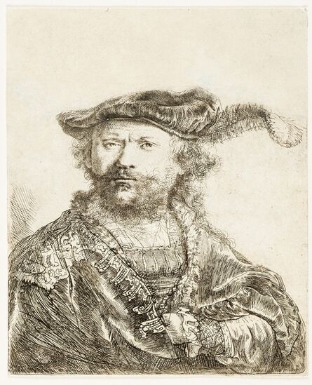 Rembrandt van Rijn, ‘Self Portrait in a Velvet Cap and Plume’, 1638