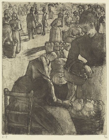 Camille Pissarro, ‘Vegetable Market at Pontoise (Marche aux legumes a Pontoise)’, 1891