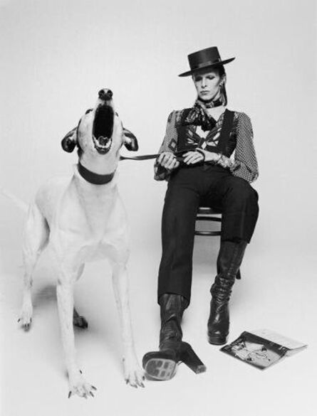 Terry O'Neill, ‘David Bowie with Jumping Dog, view 2’, 1974