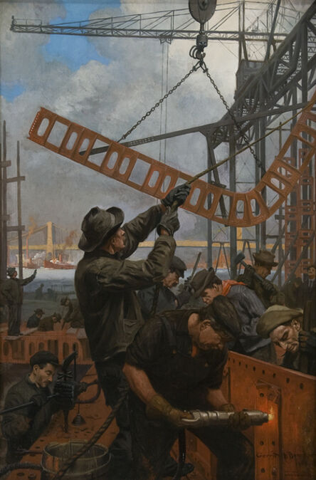 Gerrit Albertus Beneker, ‘Building of Manhattan Bridge’, 1909