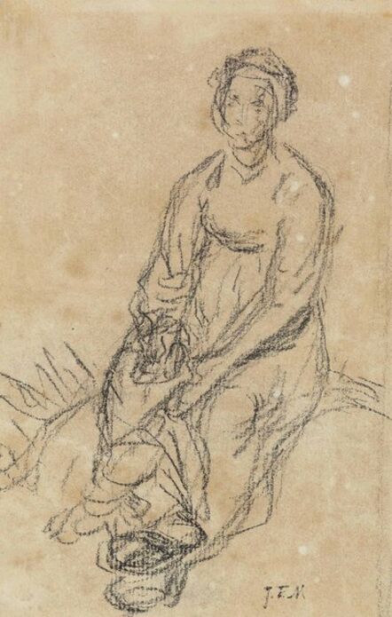 Jean-François Millet, ‘A seated peasant woman (recto); A fragmentary study of the lower half of a seated woman (verso)’