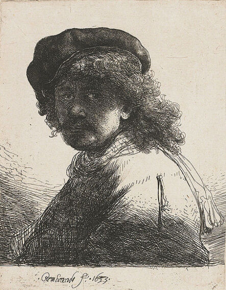 Rembrandt van Rijn, ‘Self-portrait in a cap and scarf with the face dark ’, 1633