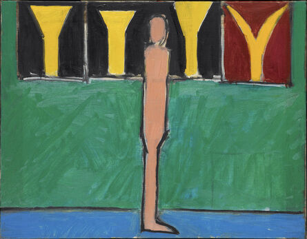 Peter Kinley, ‘Figure with a wall of Paintings (Green)’, 1968