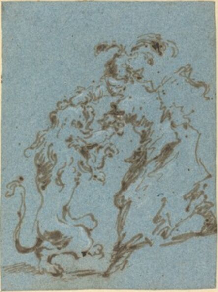 Francesco Guardi, ‘An Elegantly Dressed Woman Struggling with a Lion’, 1782