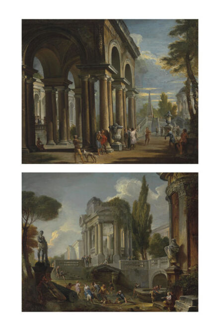 Giovanni Paolo Panini, ‘Capriccio of a classical loggia; and Capriccio of palaces with giochi d'acqua’