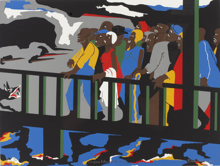 Jacob Lawrence, ‘Confrontation at the Bridge from An American Portrait, Volume II: Not Songs of Loyalty Alone’, 1975