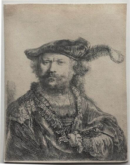 Rembrandt van Rijn, ‘Self-portrait in a velvet cap with plume’, 1638