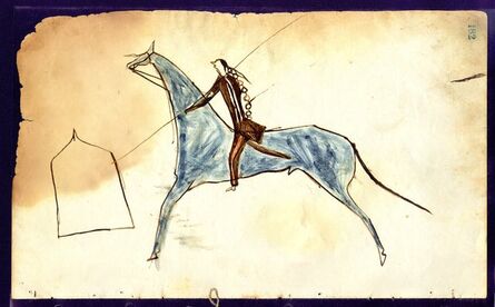 Unknown Cheyenne Artist, ‘Ledger Drawing, Counting Coup on an Army Tent’, ca. 1870