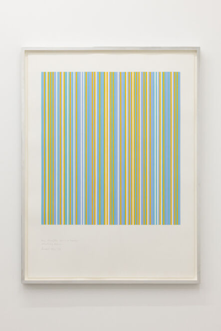 Bridget Riley, ‘Three Colours (Blue, Yellow, Turquoise) Precipitating Magenta’, 1982