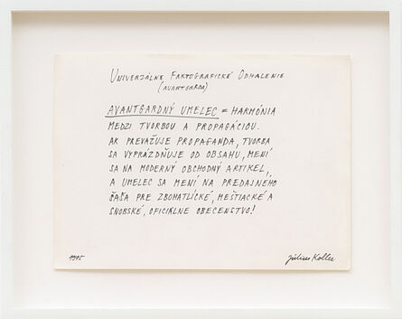 Július Koller, ‘Untitled (Avantgarde)’, 1975