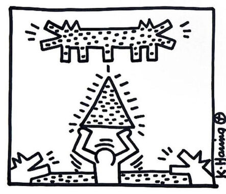 Keith Haring, ‘Men, Pyramid, Double Headed Barking Dog’, 1983 