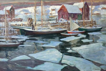 Jonas Lie, ‘Wharf in Winter’, ca. 1920
